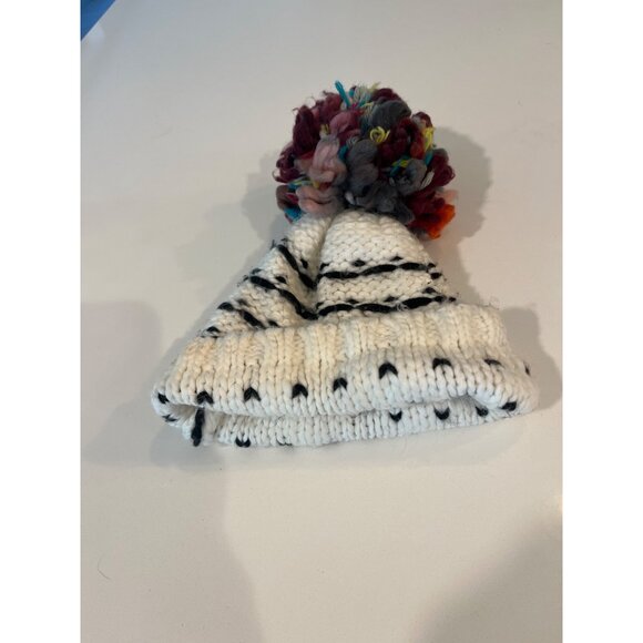 Nordstrom Hand-Knitted Striped Beanie With Colorful Pom-Pom - Picture 7 of 7